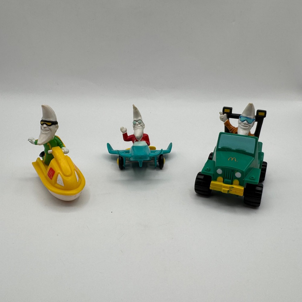 McDonalds Mac Tonight Happy Meal Toy Lot Kids Vintage 1988 Plane Jeep Jet Ski‎